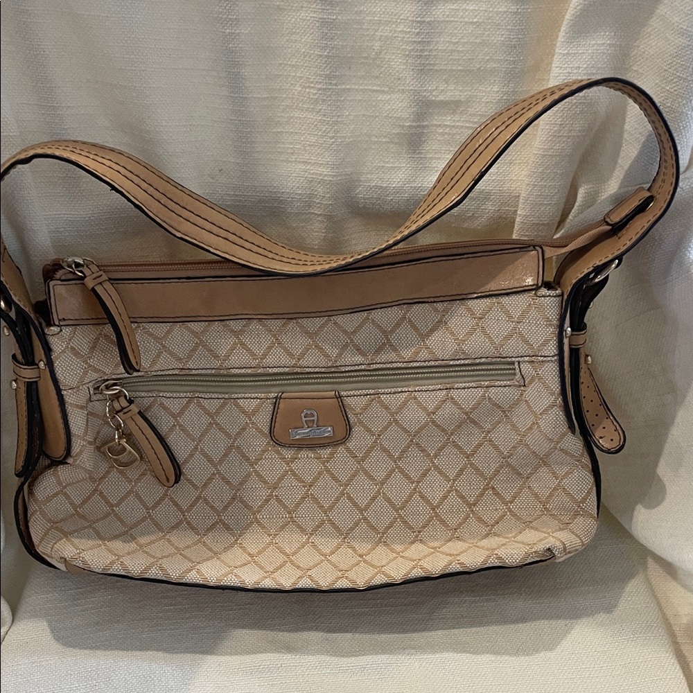 Etienne Aigner Beige Patterned Shoulder Bag